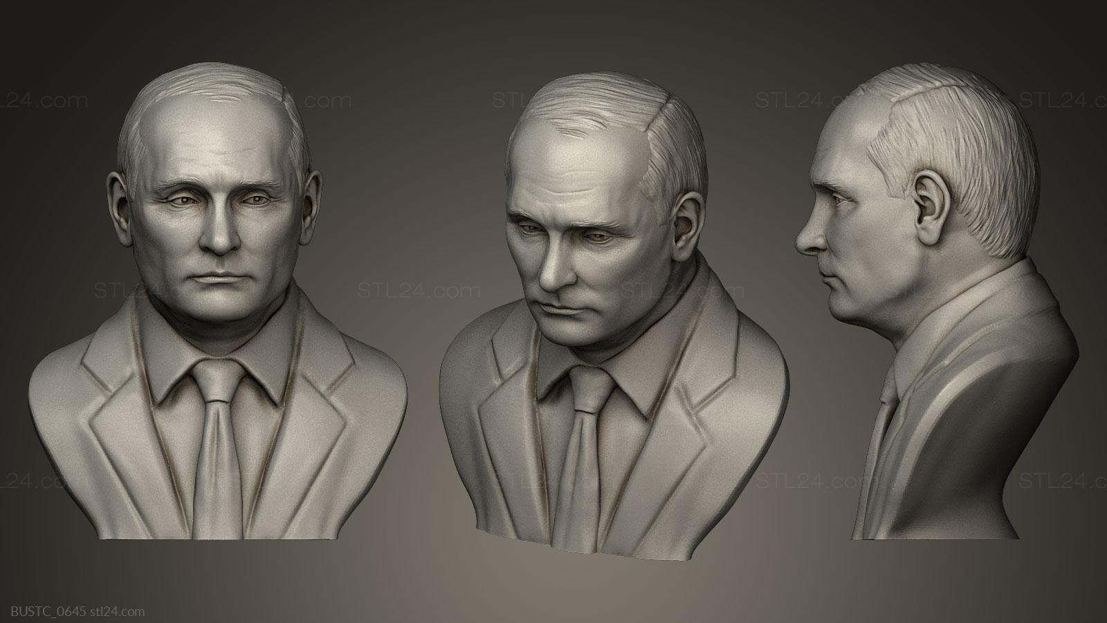 Бюсты и барельефы известных личностей (Владимир Путин, BUSTC_0645) 3D модель для ЧПУ станка